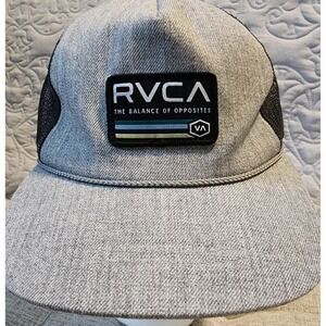 RVCA Balance‎ of Opposites Mid Fit Trucker Hat Gray Black Adjustable Snapback